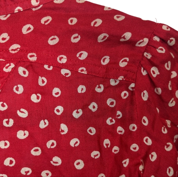 French Connection Red Polka Dot Button Down Shirt Size 6 ❤️ - Picture 8 of 13